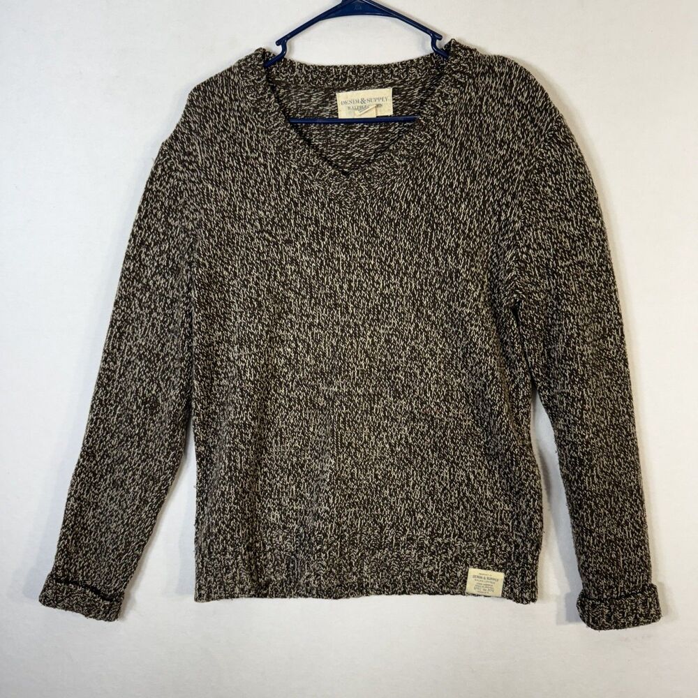 Denim Supply Ralph Lauren Mens M M Speckled Knit V Neck Long Sleeve Sweater